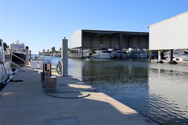 dock area featuring a water view