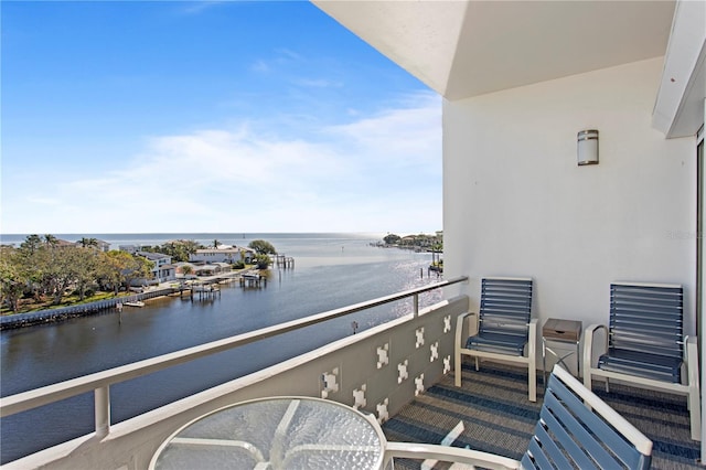 balcony with a water view