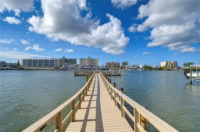 view of dock featuring a water view