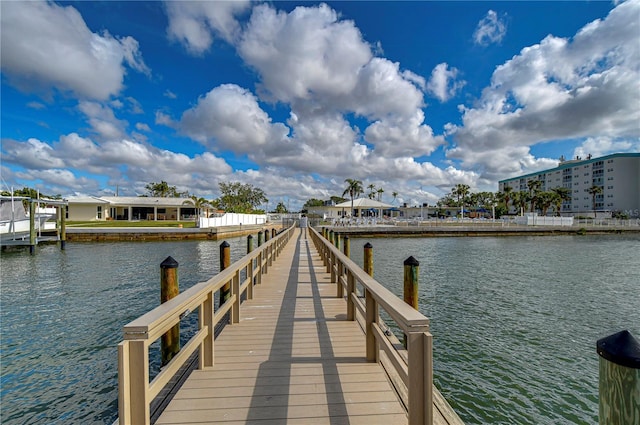 dock area featuring a water view