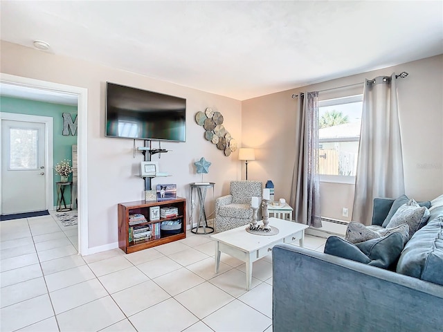 view of tiled living room