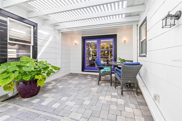 view of patio / terrace featuring a pergola