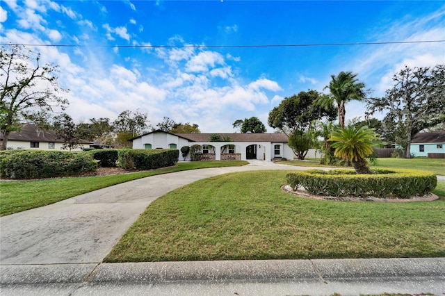 ranch-style house featuring a front lawn