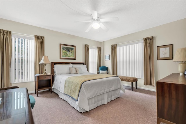 bedroom featuring carpet floors and ceiling fan