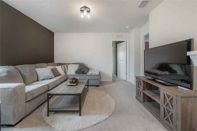 living room with light carpet