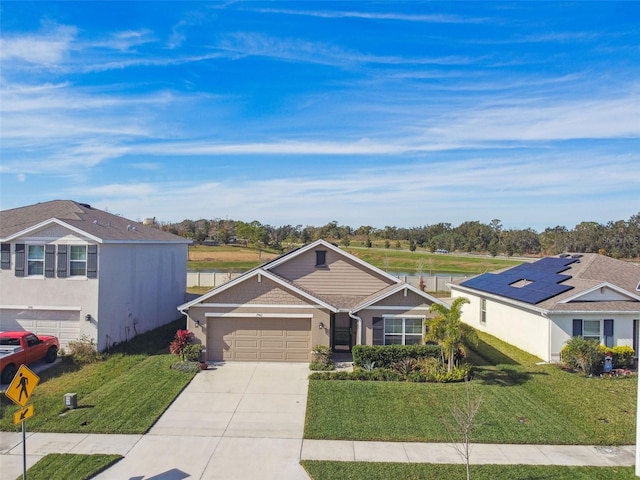 ranch-style house featuring a front lawn