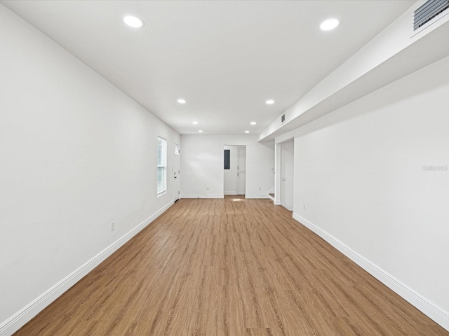 interior space with light hardwood / wood-style floors