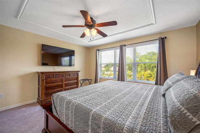 bedroom featuring carpet flooring and ceiling fan