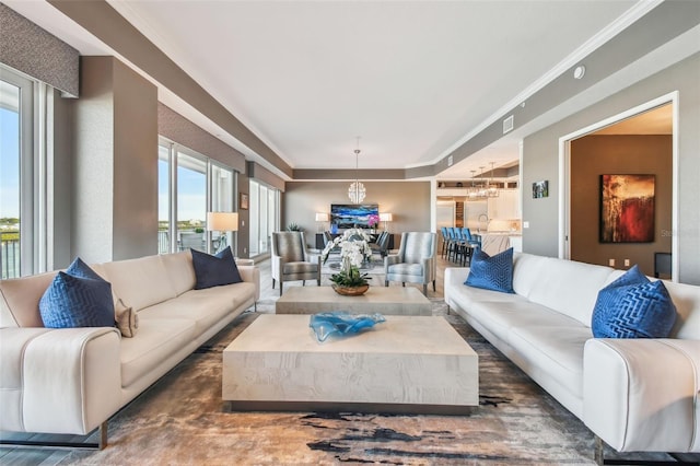 20001 Gulf Blvd Unit 501, Indian Shores, FL 33785 - living room with a chandelier