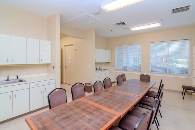 dining space with sink