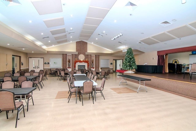 interior space featuring vaulted ceiling