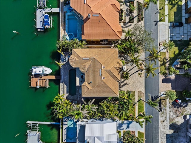 bird's eye view featuring a water view