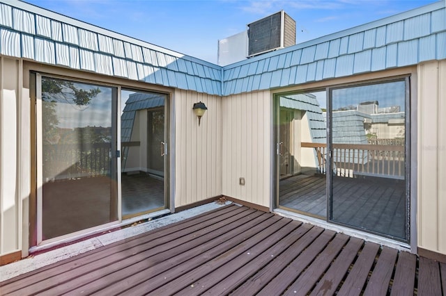 wooden terrace with central air condition unit