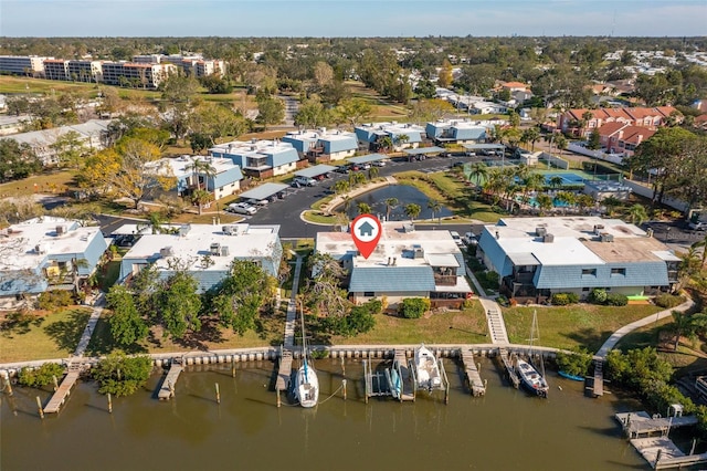 bird's eye view featuring a water view