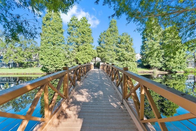 view of home's community with a water view