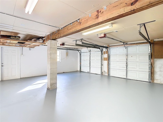 garage with a garage door opener