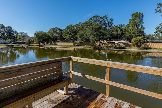 view of dock featuring a water view