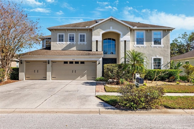 view of front of property with a garage