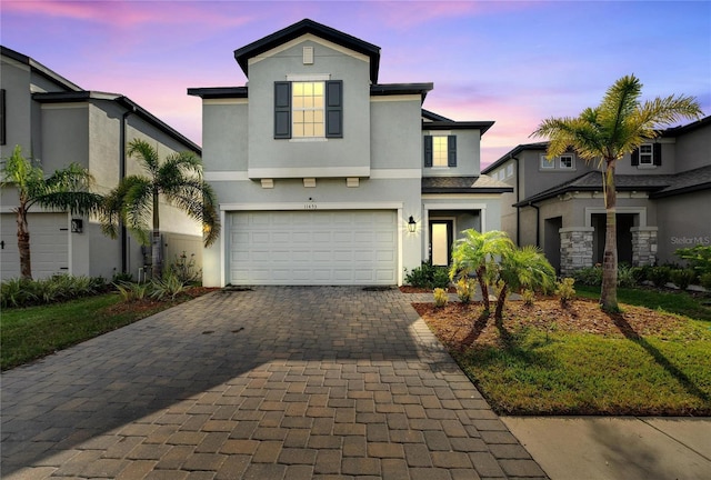 view of property featuring a garage