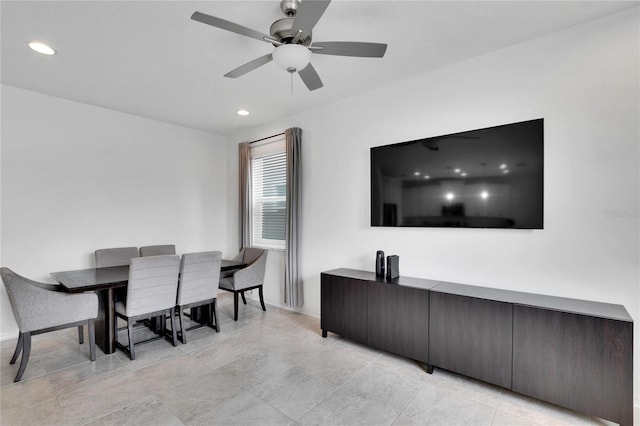 dining area featuring ceiling fan