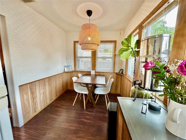 dining space featuring dark hardwood / wood-style floors