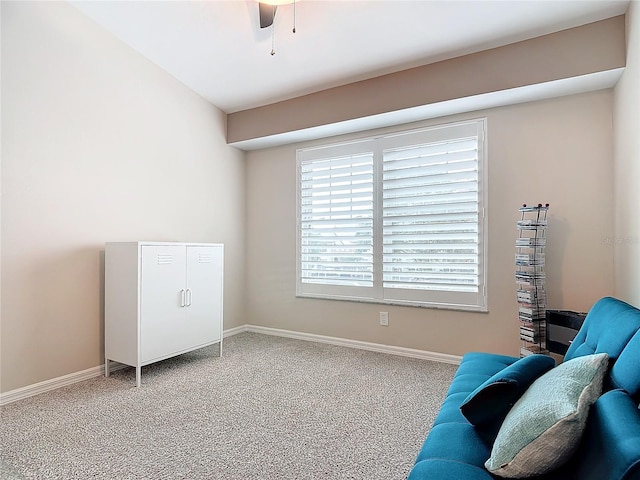 living area featuring carpet floors