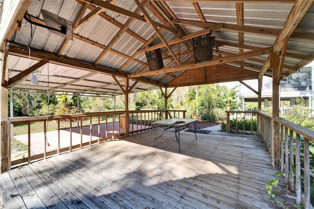 wooden deck featuring a gazebo