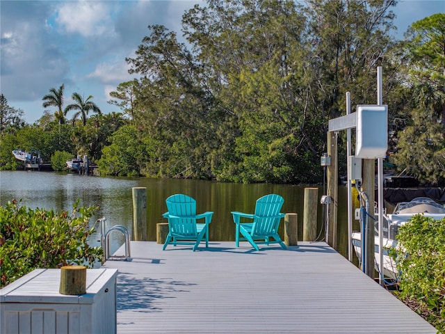 dock area featuring a water view