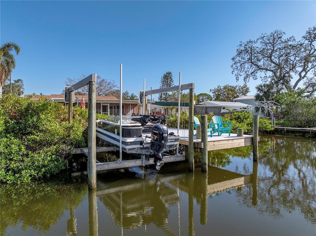 view of dock featuring a water view