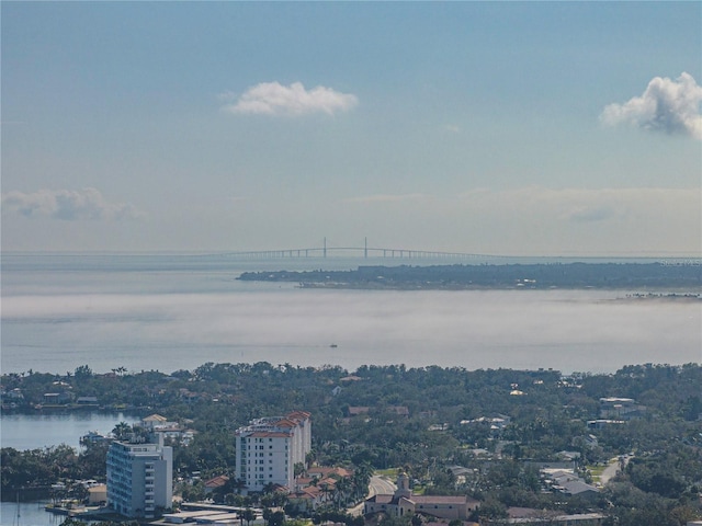 property's view of city featuring a water view