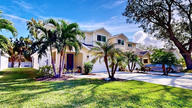 view of front of house featuring a garage and a front yard