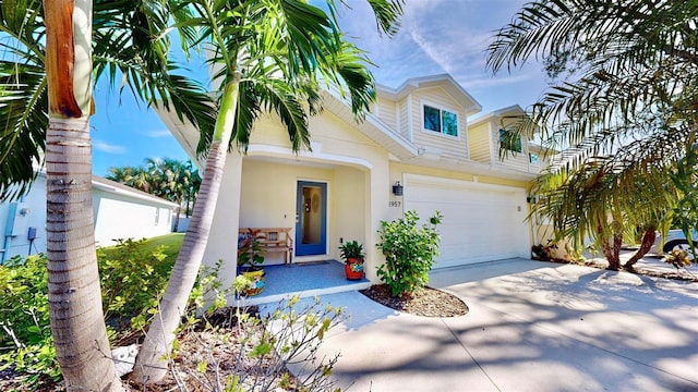 view of front of house with a garage