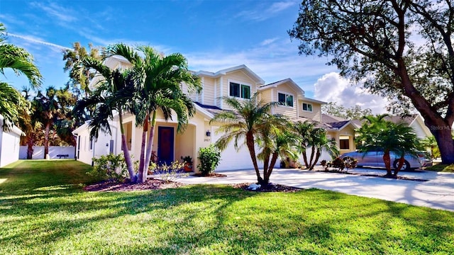 view of front of home featuring a garage and a front yard