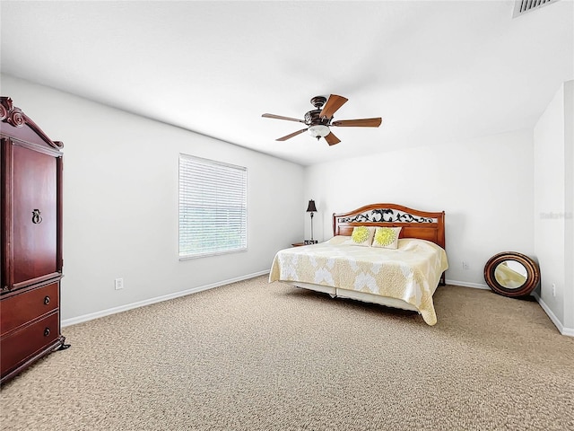 bedroom with carpet and ceiling fan