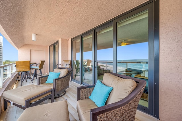 balcony with a water view