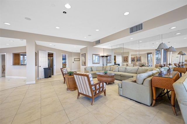 view of tiled living room