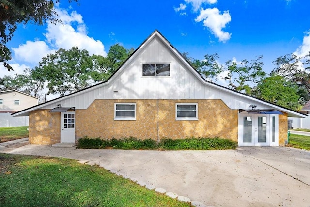 back of house with french doors