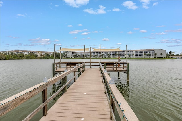 view of dock featuring a water view