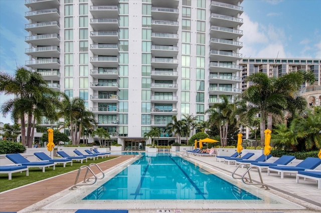 view of pool with a patio