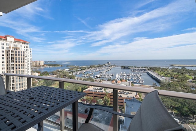 balcony with a water view