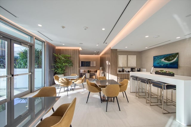 dining space with french doors