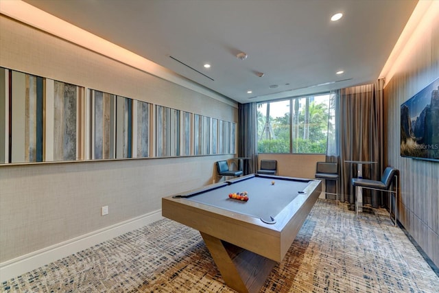 recreation room with billiards