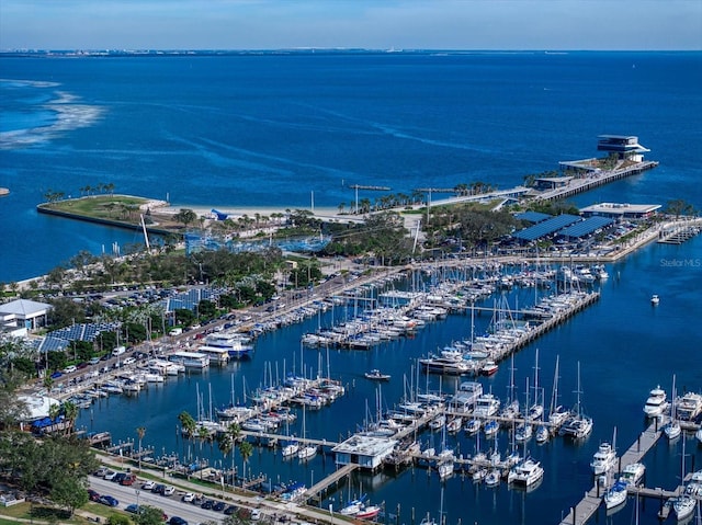 bird's eye view featuring a water view