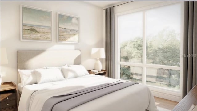 bedroom featuring light hardwood / wood-style floors