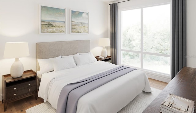 bedroom featuring light wood-type flooring