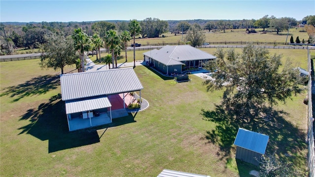 aerial view featuring a rural view