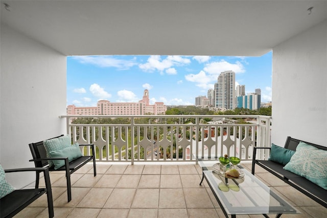 balcony with a view of city