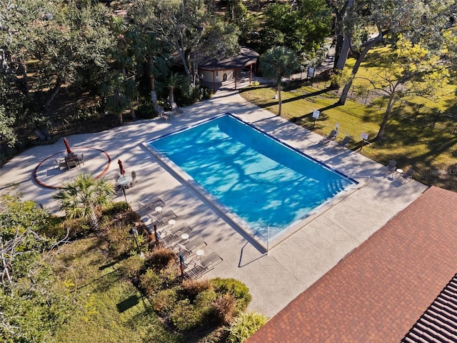 view of pool featuring a patio