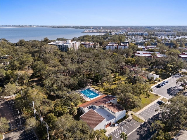 bird's eye view featuring a water view