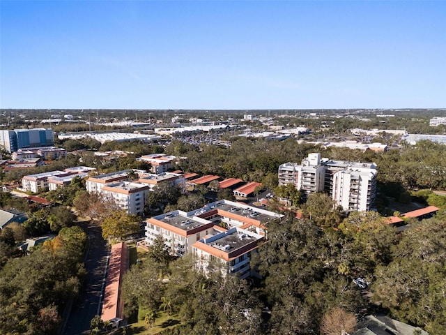 aerial view with a city view